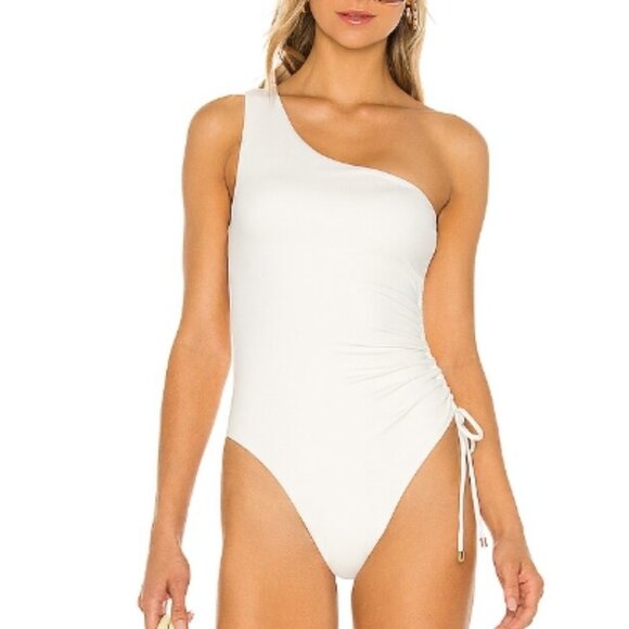 NWT! Jonathan Simkhai White Addyson One Shoulder One Piece Swimsuit NEW! - Picture 1 of 4